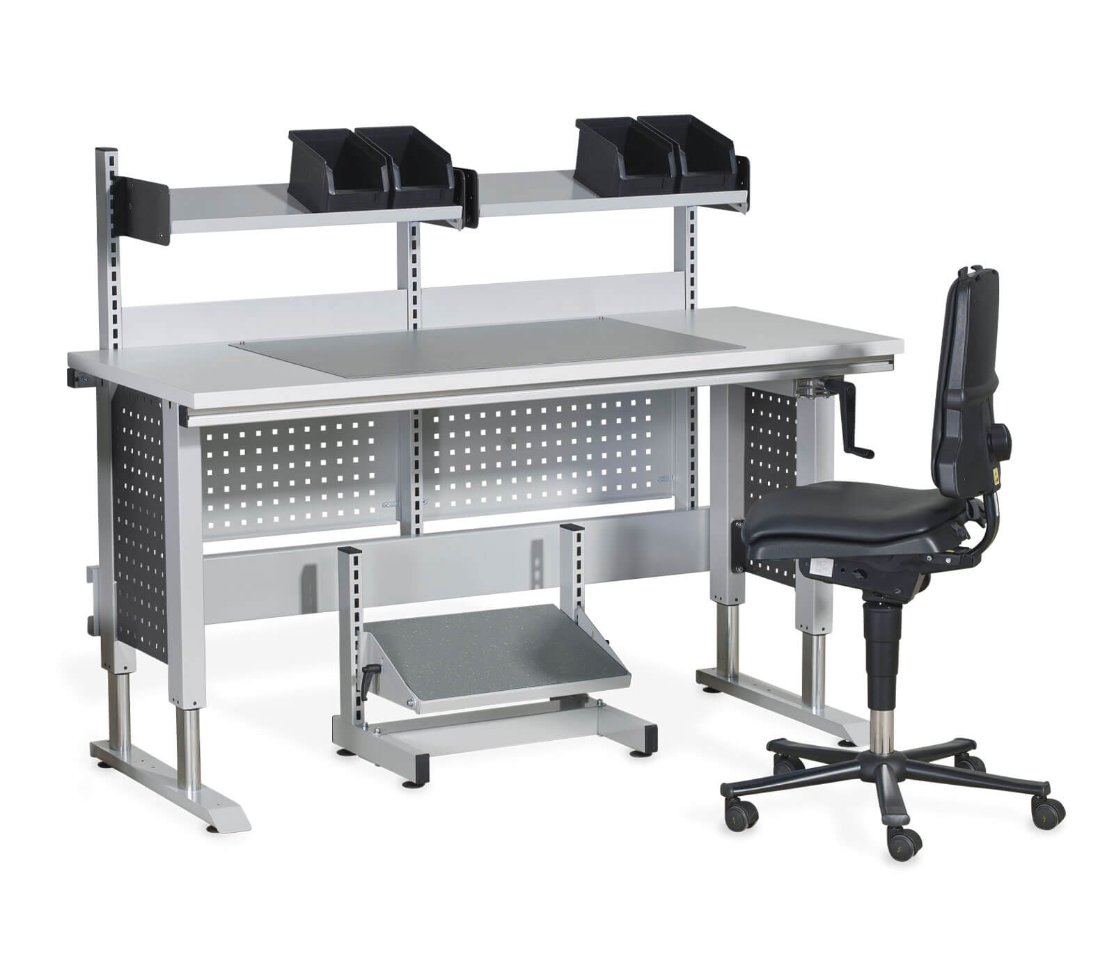 in hoogte verstelbare voetsteun voor een ergonomische zithouding